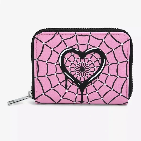 Monster High Draculaura Pink Spiderweb Mini Zipper Wallet - Picture 3 of 4